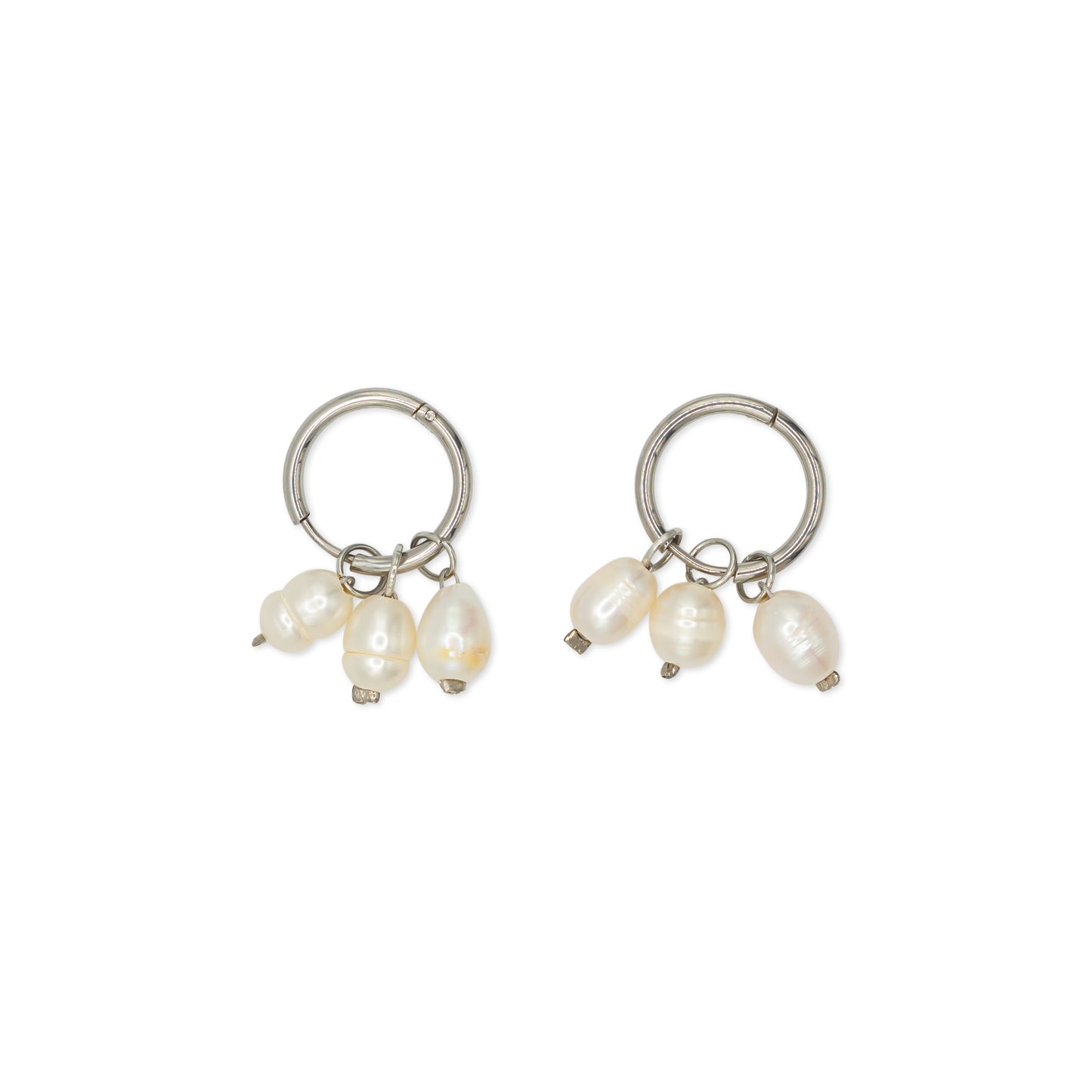 Pendientes de aro  y perlas ‘3 Fresh whites’