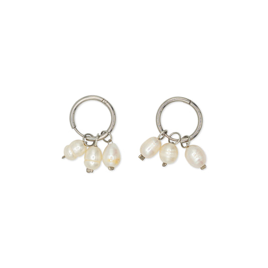 Pendientes de aro  y perlas ‘3 Fresh whites’