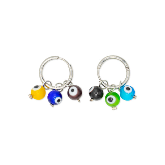 Pendientes de aro y cuentas ’Three colorful friends’